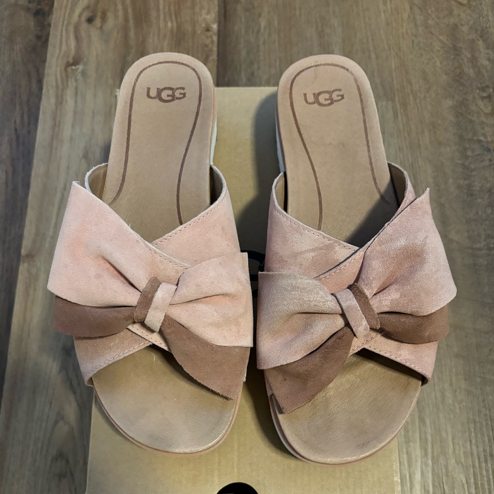 Women’s Ugg Joanie suede platform sandal 9.5 multi pink tone